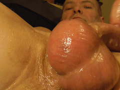 Mike Muters plays with my oily cock and balls